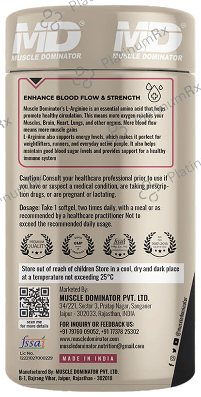 Muscle Dominator L-Arginine 1500mg Capsule