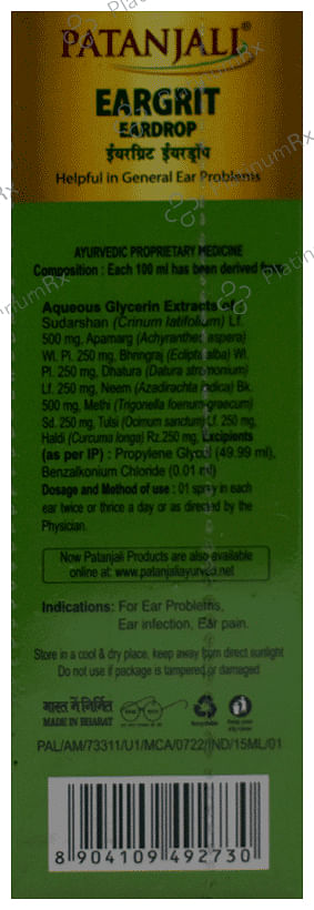 Patanjali Eargrit Ear Drop