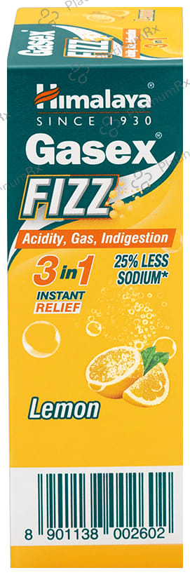 Himalaya Gasex Fizz - - Digestive Wellness- Provides Relief from Acidity & Gas (5gm Each) Lemon 6 Sachets