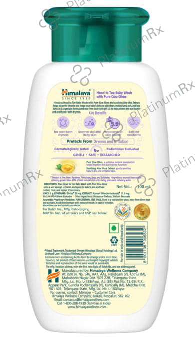 Himalaya Head To Toe With Pure Cow Ghee & Aloe Vera Baby Wash 100ml