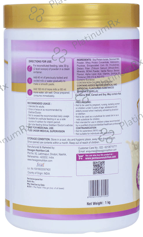 Pentasure HP Banana Vanilla Flavour Powder 1kg