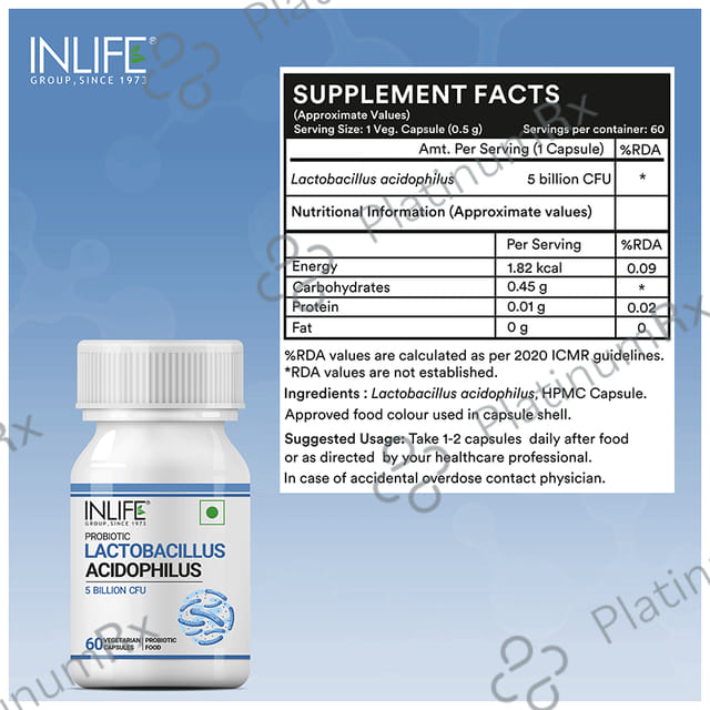 Inlife Probiotic Lactobacillus Acidophilus 5B CFU 60s