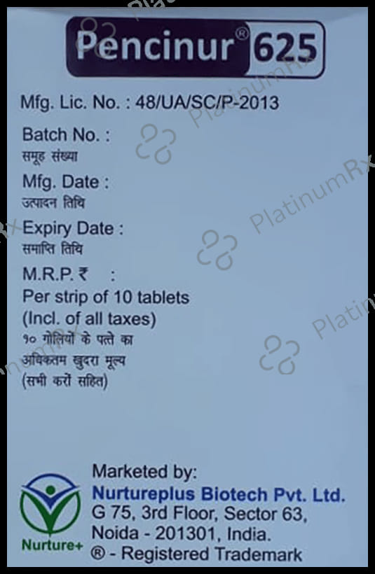 Pencinur CV 500mg/125mg Tablet