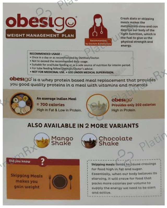 Obesigo Whey Protein Vanilla Flavour Sachet 7s
