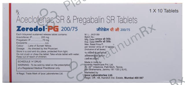Zerodol PG 200/75mg Tablet SR 10s
