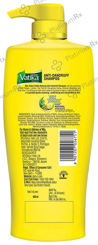 Dabur Vatika Naturals Lemon & Methi Anti Dandruff Shampoo