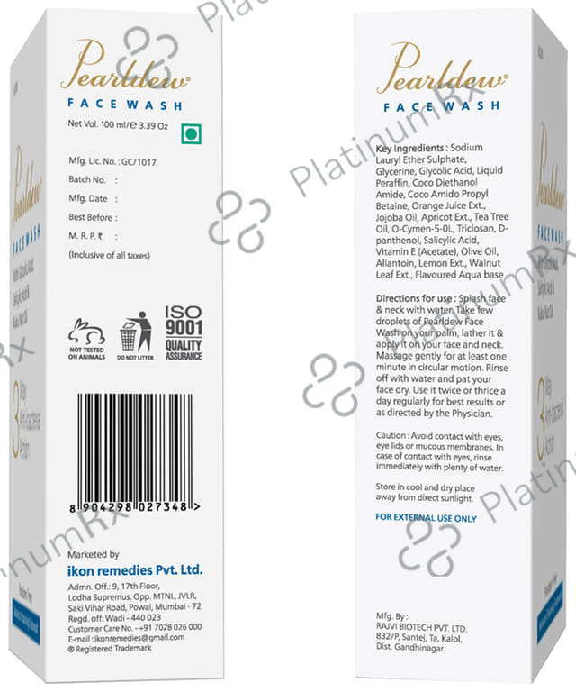 Pearldew 3 Way Antibacterial Action Face Wash (100ml Each) 3 Tubes