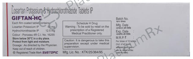 Giftan HC 50/12.5mg Tablet 10s