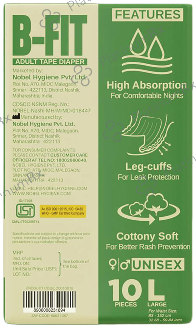 B Fit Economy Adult Diaper Large 10s