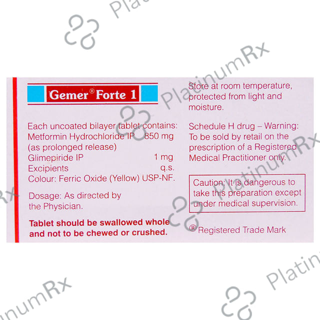 Gemer Forte 1/850mg Tablet PR 10s