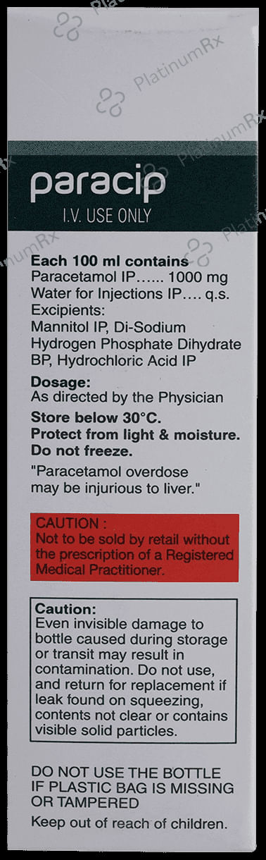 Paracip 1000mg Infusion 100ml