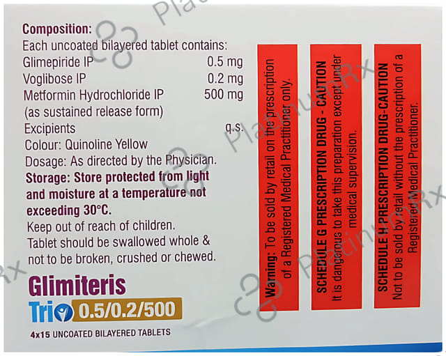 Glimiteris Trio 0.5/0.2/500mg Tablet SR 15s