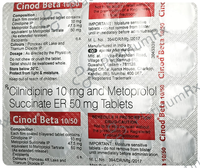 Cinod Beta 10/50mg Tablet ER 20s