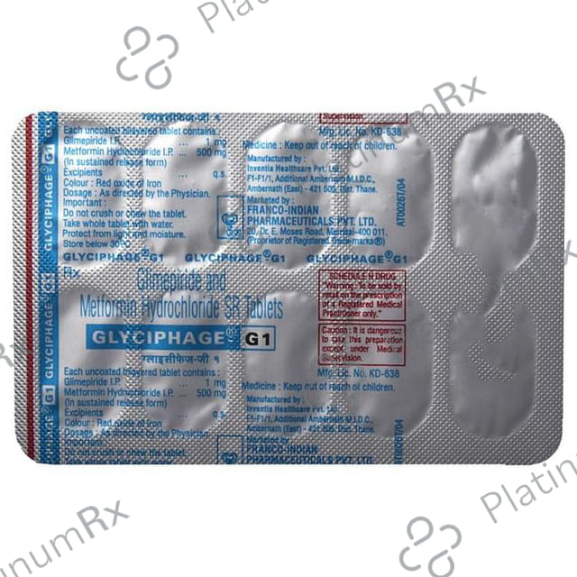 Glyciphage G 1/500mg Tablet PR 10s