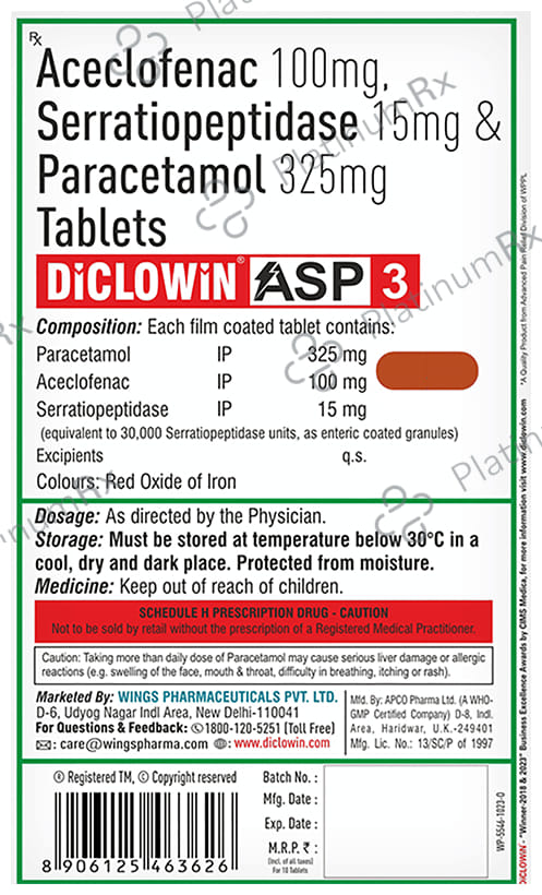 Diclowin ASP Tablet 10s