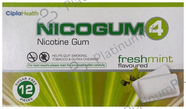 Nicogum 4 Nicotine Gum Chewing Gums Fresh Mint 12s
