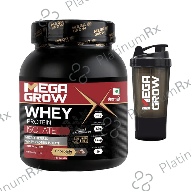 Megagrow Whey Protein Isolate Powder with Shaker Chocolate