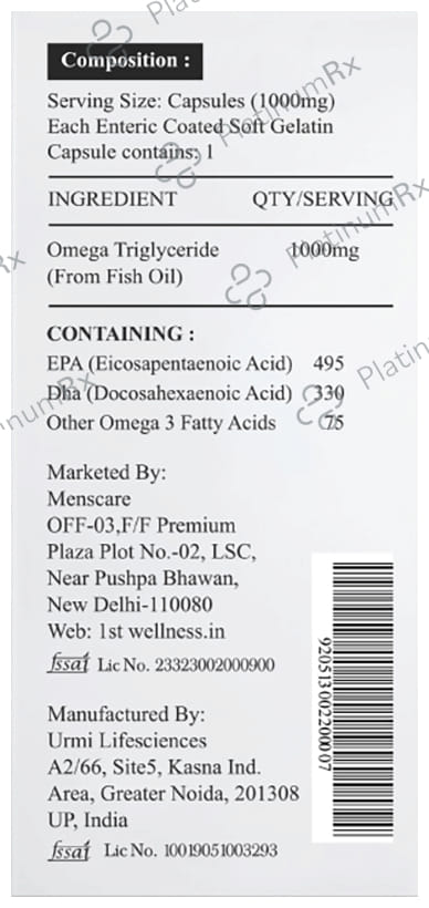 1st Wellness Omega 3 Fish Oil Capsule 60s