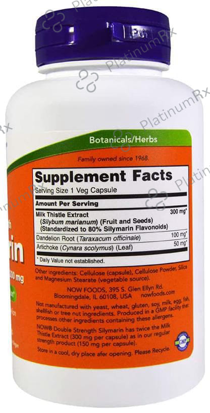 Now Double Strength Silymarin Milk Thistle Extract 300mg Veg Capsule 100s