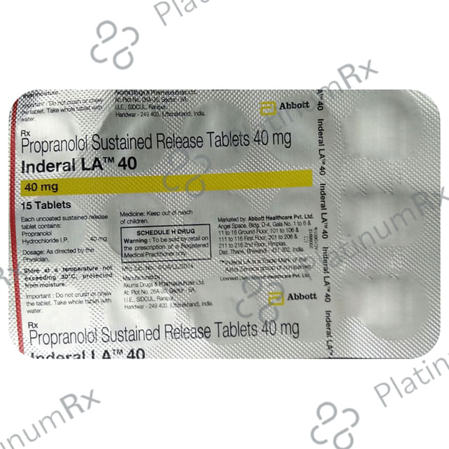 Inderal LA SR 40mg Tablet 15s