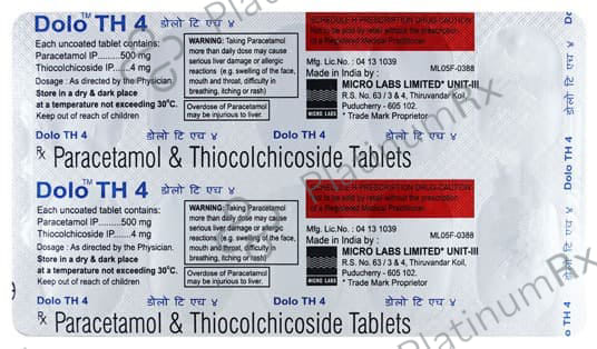Dolo TH 500/4mg Tablet 10s