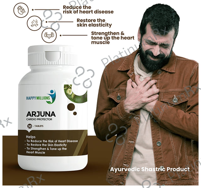 Happy Millions Arjuna Tablet - Cardio Protector & Healthy Heart - 30 tablets
