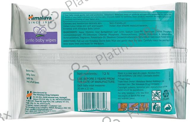 Himalaya Gentle Baby Wipes 12s