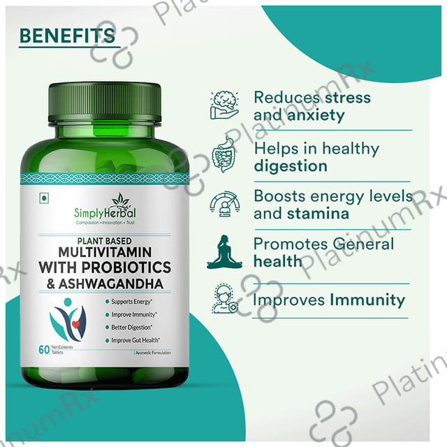 Simply Herbal Multivitamin with Probiotics & Ashwagandha Tablet