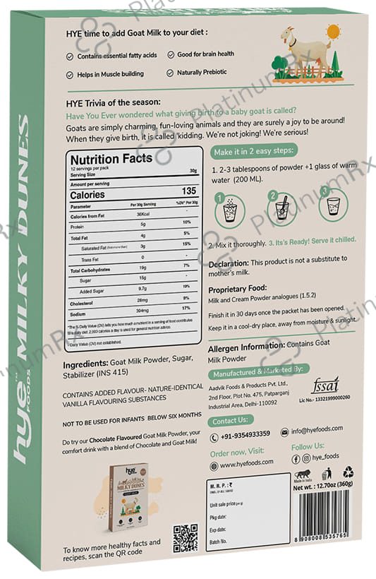 Hye Foods Milky Dunes Goat Milk Powder Vanilla