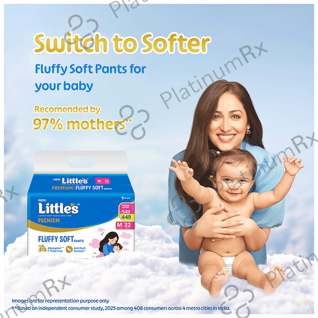 Little's Comfy Cottonsoft Baby Pants Diaper Medium 32s