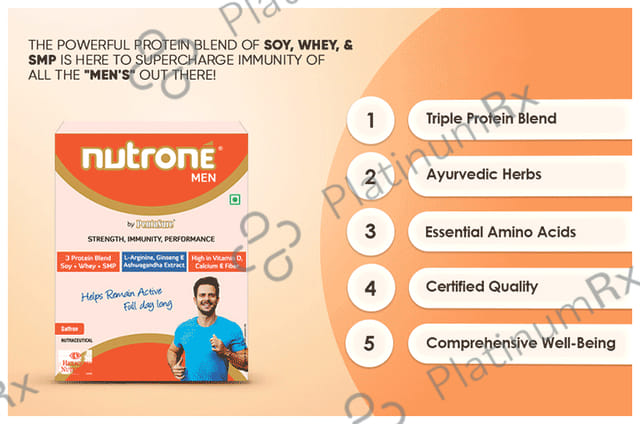 Nutrone Men 3 Protein Blend (Soy+Whey+SMP) Powder Saffron with Shaker Free