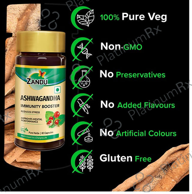 Zandu Ashwagandha Capsule - For Immunity, Stress & Mental Performance