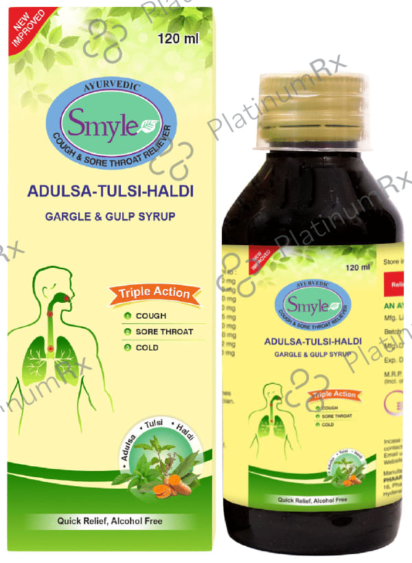 Smyle Adulsa Tulsi Haldi Gargle & Gulp Syrup 120ml