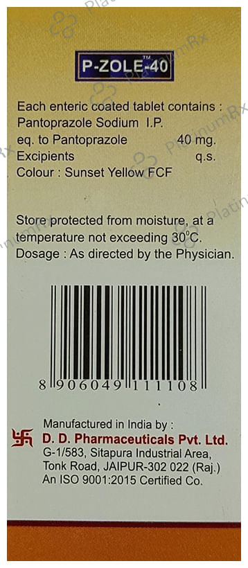 P Zole 40mg Tablet 10 Tablet D D Pharma