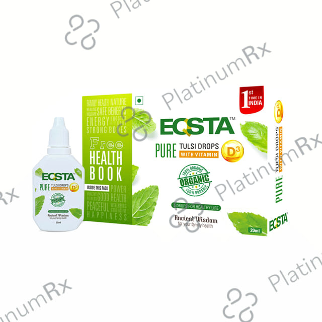 Eqsta Pure Tulsi Drop with Vitamin D3 with Health Book Free