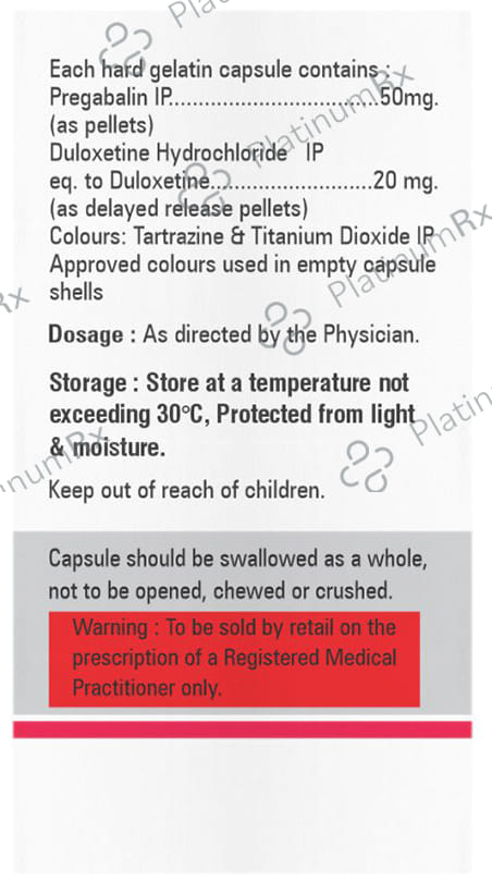 Pregaxuro D 50/20mg Capsule DR 10s