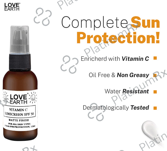 Love Earth Vitamin C Sunscreen SPF 50 Matte Finish Cream 50ml