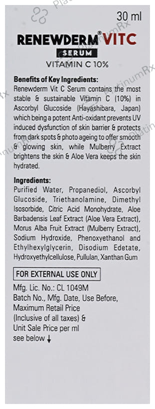 Renewderm Vit C Skin Brightening Antioxidant Face Serum 30ml