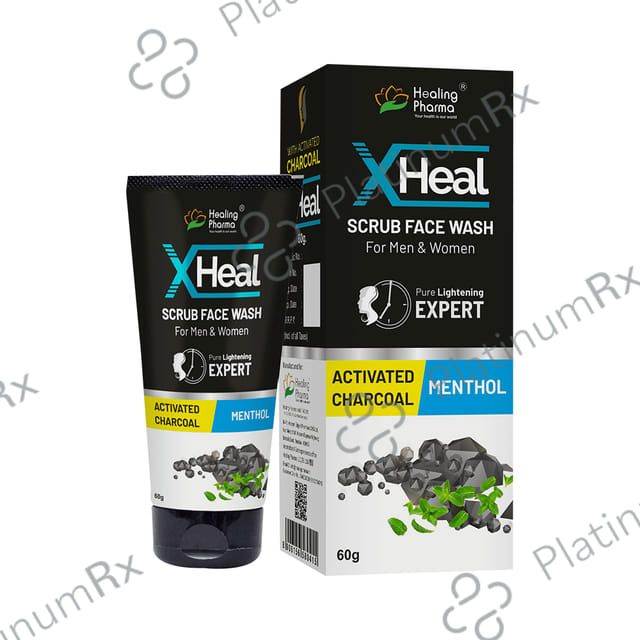 Healing Pharma X Heal Scrub Face Wash (60ml Each) Activated Charcoal Menthol