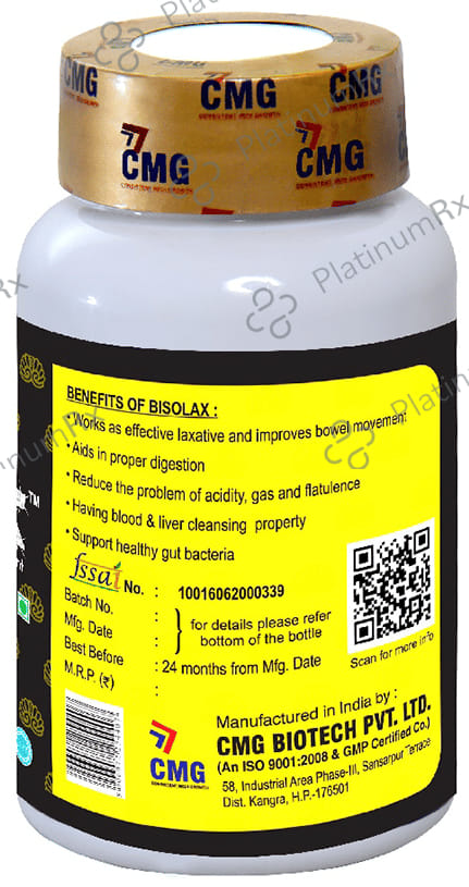 CMG Nutritions Bisolax Capsule Assist in Gentle & Regular Bowel Movement