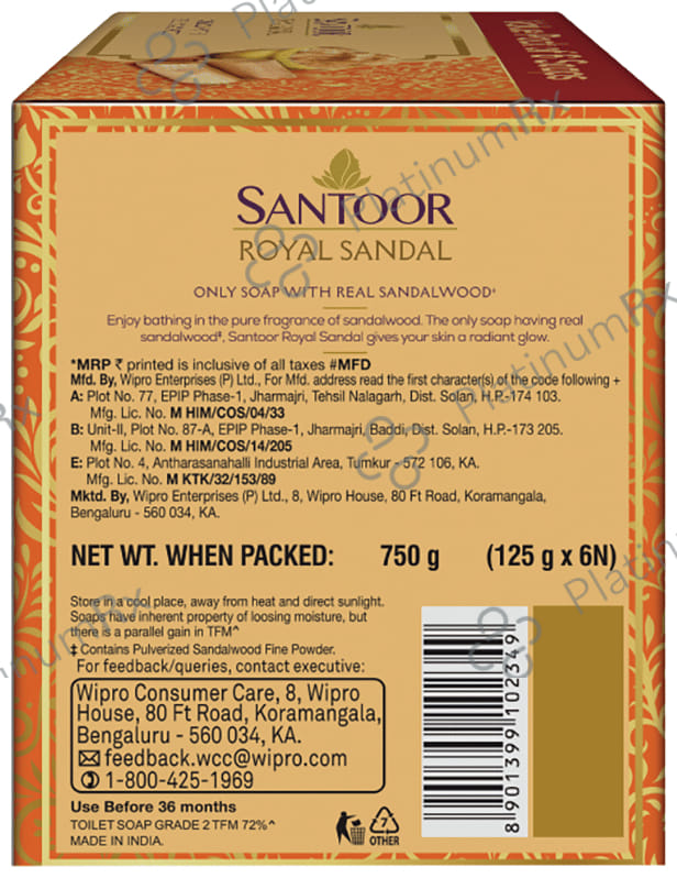 Santoor Royal Sandal Soap (125gm Each)