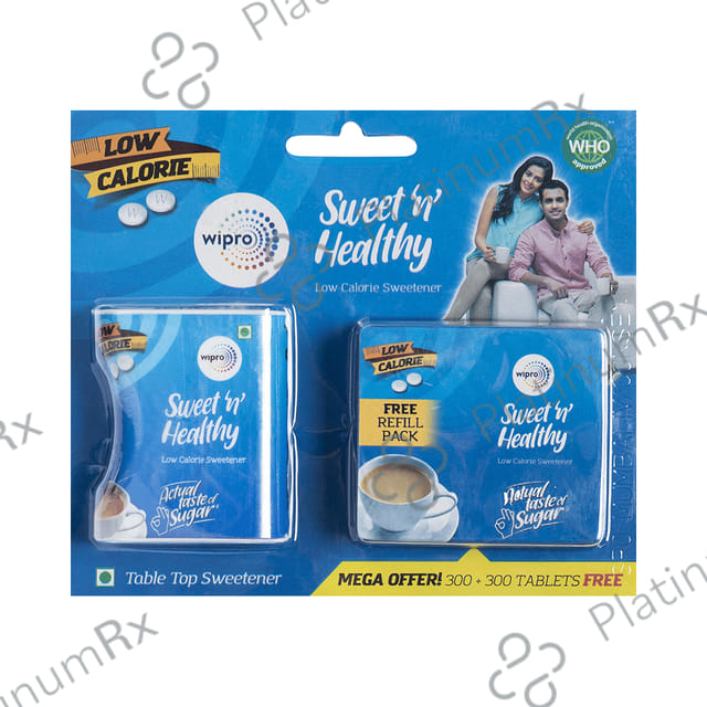 Wipro Sweet n Healthy Aspartame 300 Tablets with Free 300 Tablets Refill Pack
