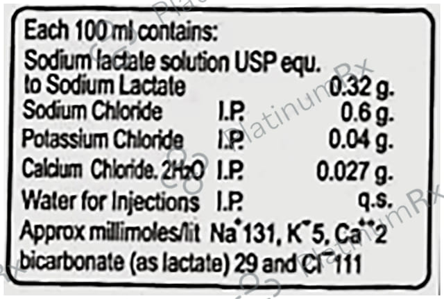 Ringer Lactate Infusion 500 Infusion Albert David Ltd