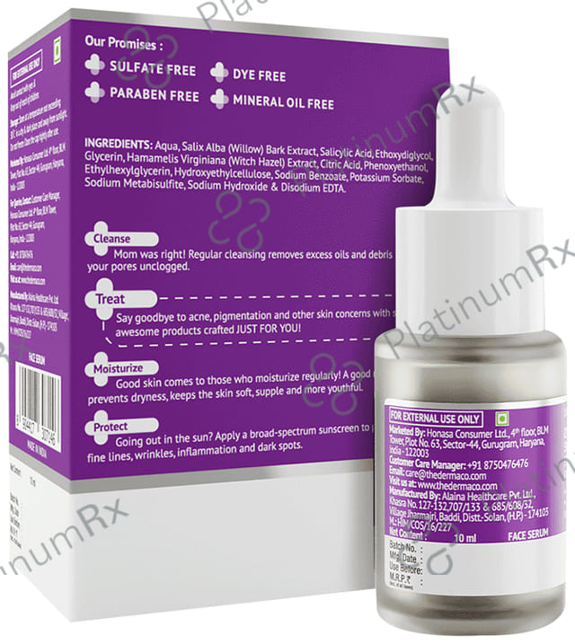 The Derma Co 2% Salicylic Acid Face Serum - For Active Acne 10 ml