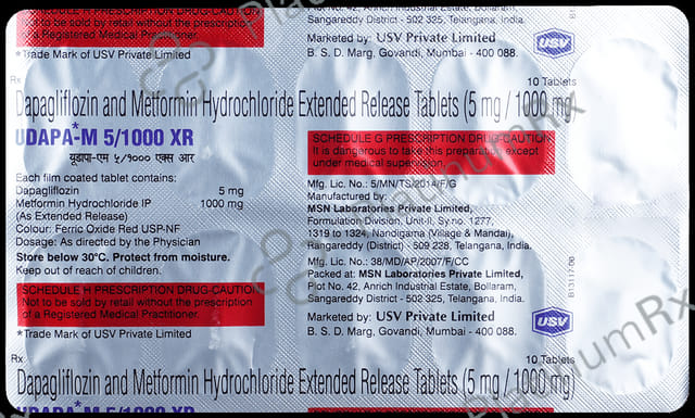 Udapa M 5mg/1000mg Tablet XR