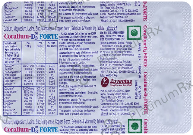 Coralium D3 Forte Tablet 10s