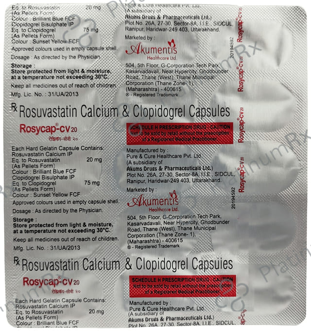 Rosycap CV 20/75mg Capsule 15s