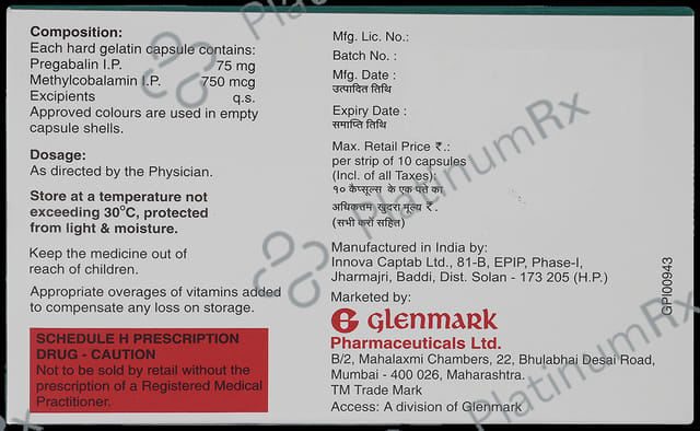 Pregabactin M 750mcg/75mg Capsule 10s