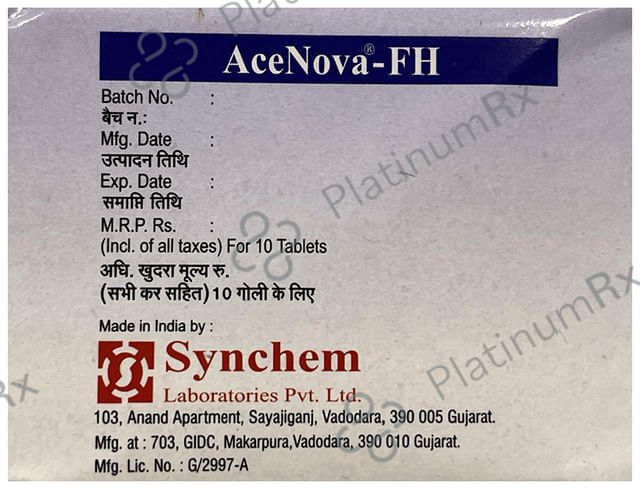 Acenova FH 100/325/15mg Tablet 10s