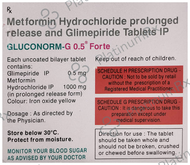 Gluconorm G Forte 0.5/1000mg Tablet SR 10s